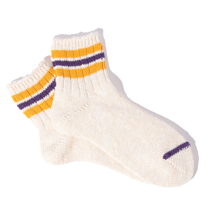Anonymous Ism - 3 Line Short Slub Socks - Ivory x Yel x Purp