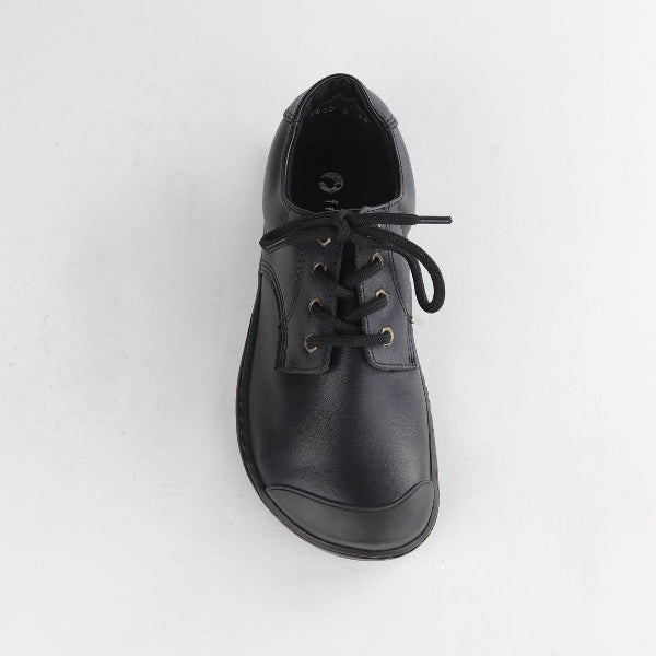 Froggie Boys Lace-up School Shoe in Black Sizes 39-47 - 7825 - top angle.