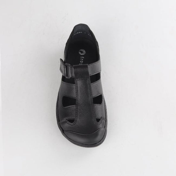 Froggie Boys School Sandal in Black Sizes 28 -33 - 7816 - top angle.