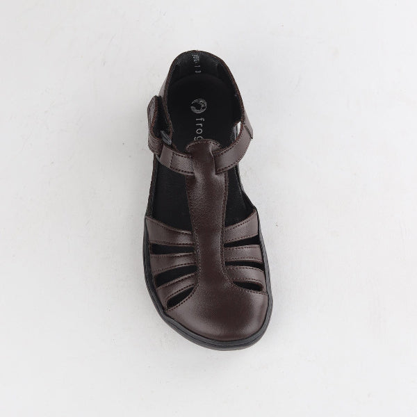 Froggie Girls School Sandal in Brown Sizes 36 - 43 - 7811 - top angle.