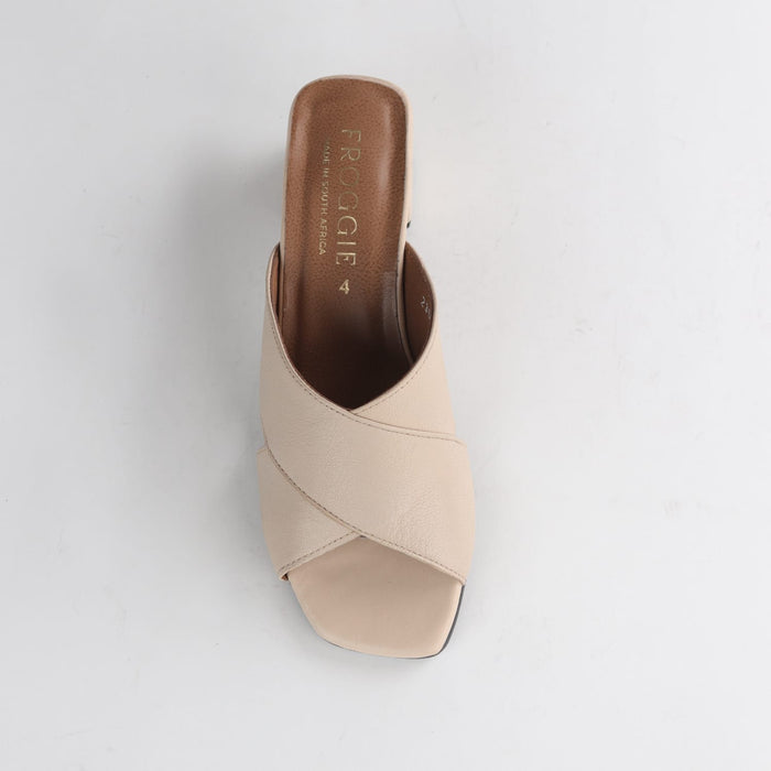 Froggie Shoes Sandals Froggie Women's Block Heel Mule Sandal-Ivory - 12738