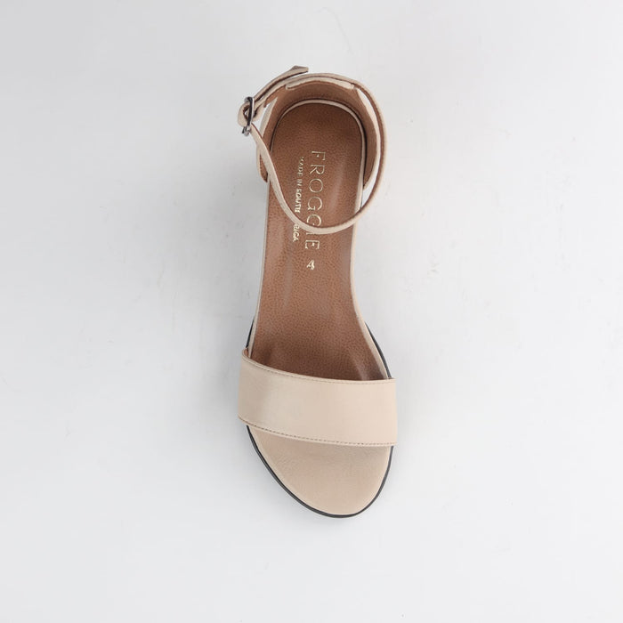 Froggie Shoes Shoes Froggie Women's Closed back ankle strap block heel Sandal-Ivory Leather - 11879