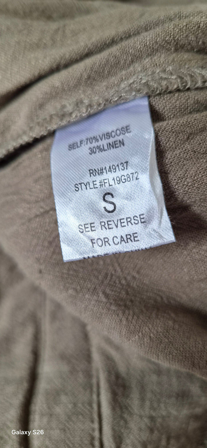 Combinaison femme kaki style safari – Taille S – Lin & Viscose
