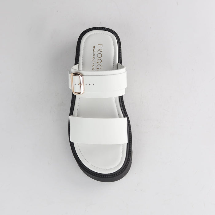 Froggie Shoes Sandals Froggie Womens Double Band Sandal-White Leather - 12695