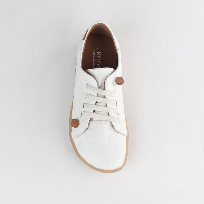 Froggie Shoes Shoes Froggie Women's Elasticated lace Barefoot Shoe- Removable Footbed-White Leather - 12828