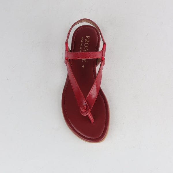 Factory Shop Elasticated Slingback Thong in Red - 12548 - top angle.