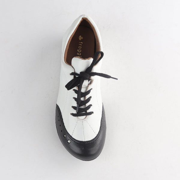 Factory Shop Flat Lace-up Sneaker in White - 12727 - top angle.