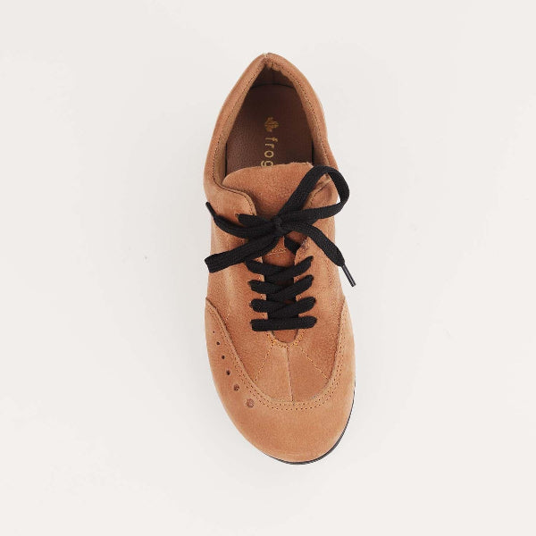 Factory Shop Flat Lace-up Sneaker in Tobacco - 12727 - top angle.