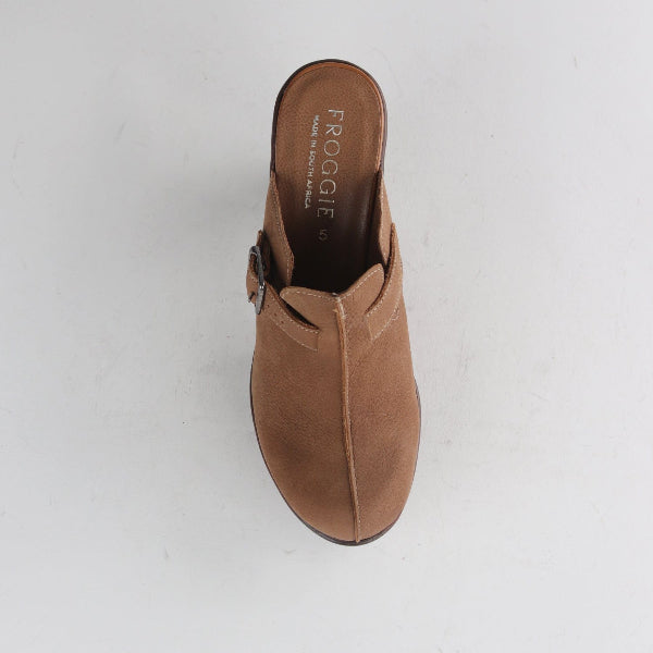 Froggie Women's Clog- Tobacco Nubuk- 12937 - top angle