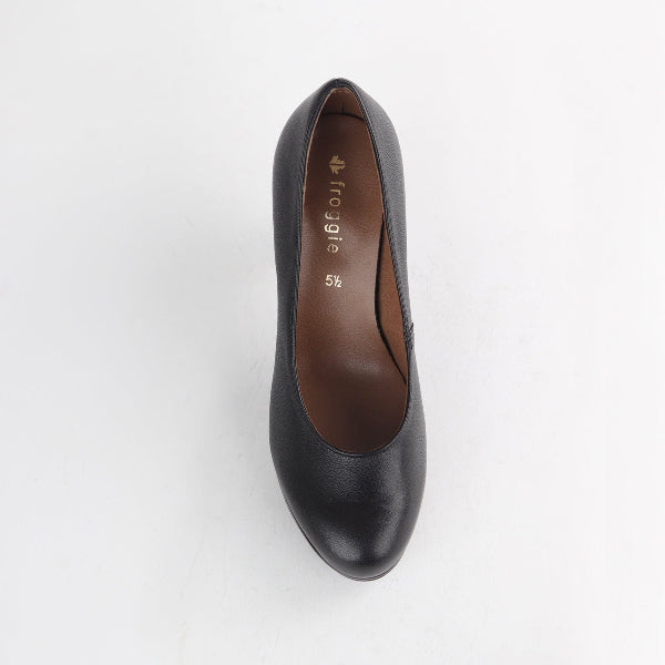 Froggies High Heel Court Shoe in Black- 11790 - top angle.