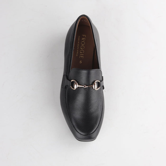 Froggie Shoes Loafers Froggie Women's Loafer-Gold trim- Black Leather - 12976
