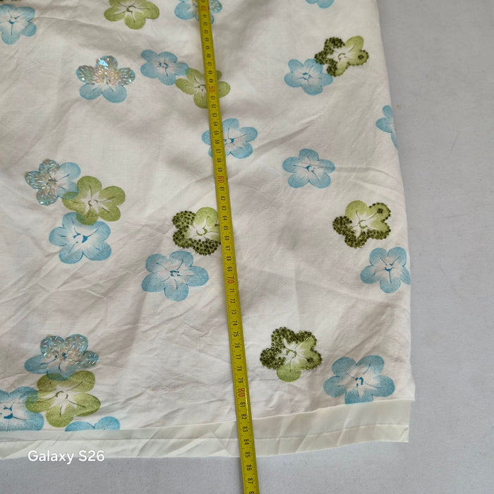 Jupe Midi Vintage Lin & Fleurs Perlées Alfred Dunner – Style Élégant Grande Taille 44FR