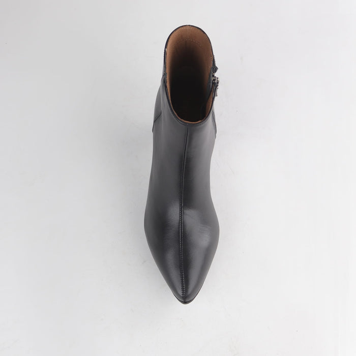 Froggie Women’s Kitten Heel Ankle Boot Black Leather - 12983 - top angle.