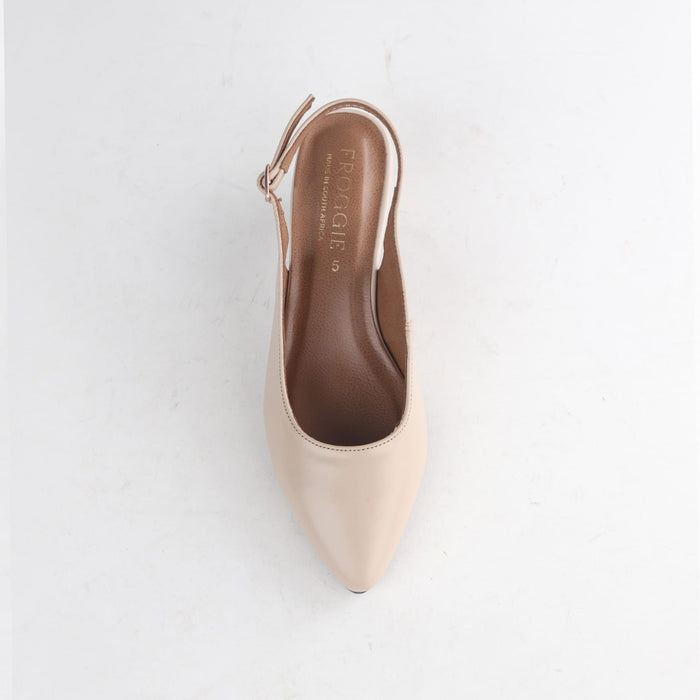 Froggie Women's Slingback Pump Elegant Comfort- Ivory Leather - 13117 - top angle.