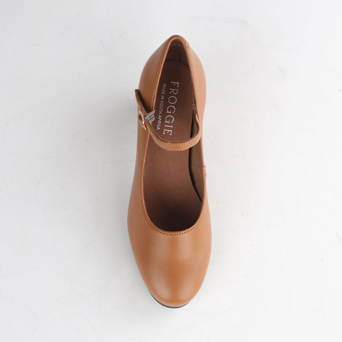 Froggie Shoes Shoes Froggie Women's Mary Jane Block Heel Court Shoe -Tan leather - 13020
