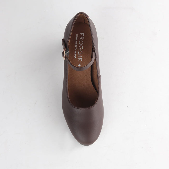Froggie Shoes Shoes Froggie Women's Mary Jane Block Heel Court Shoe -Brown leather - 13020