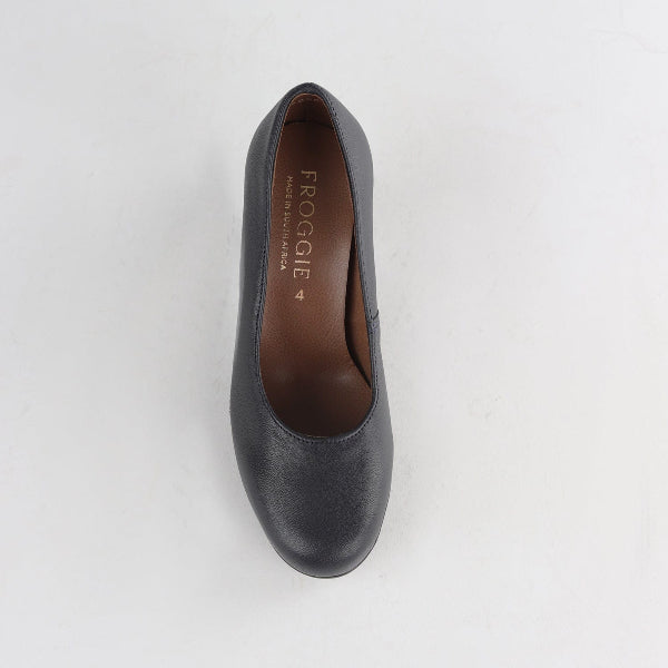 Factory Shop Court Shoe in Black - 12637 - top angle.
