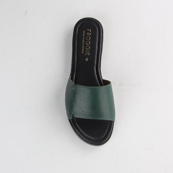 Factory Shop Shoes Froggie Women's Mule Flat Sandal in Pine - 12920