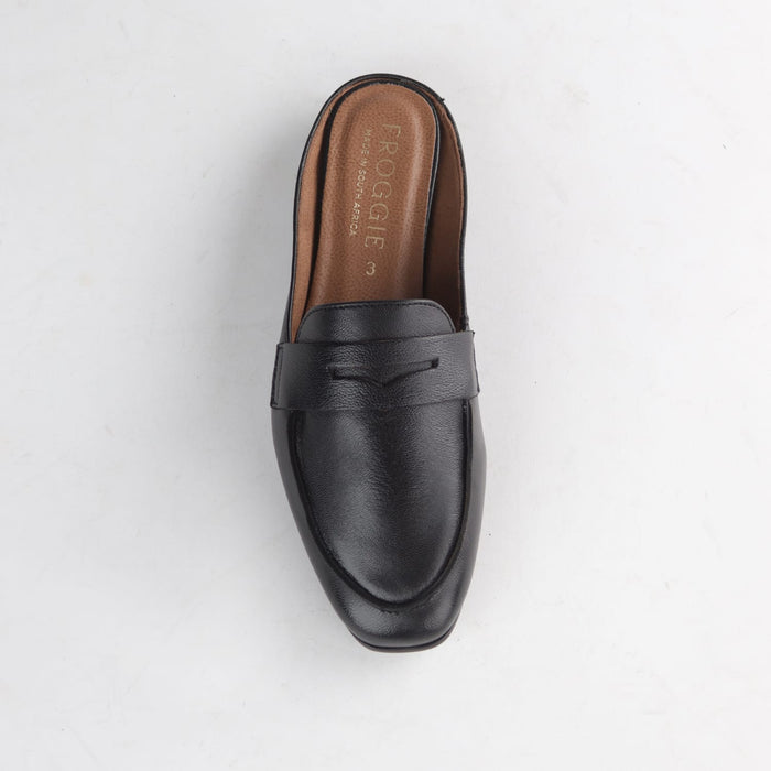 Froggie Shoes Loafers Froggie Women's Open back Loafer- Black leather - 12974