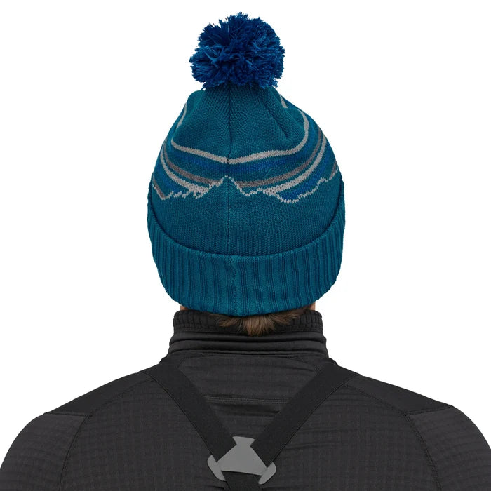 Patagonia Powder Town Beanie - Fitz Roy Retro Stripe Knit: Crater Blue