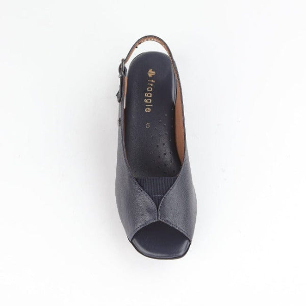 Froggie Open Toe Slingback Sandal in Navy - 10345 - top angle.