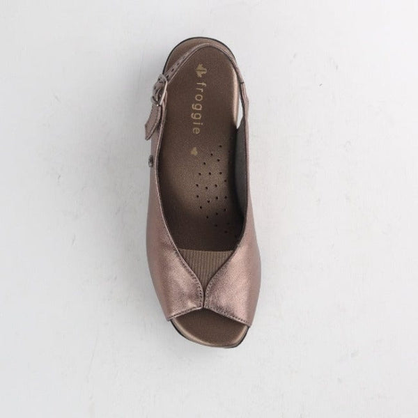 Froggie Open Toe Slingback Sandal in Lead Metallic - 10345 - top angle.
