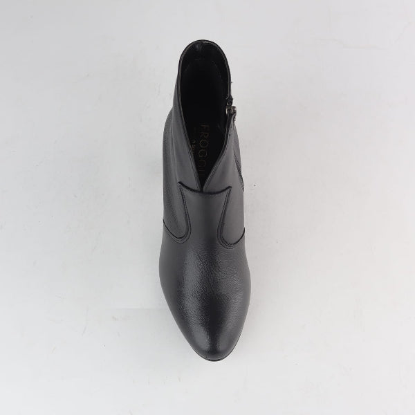 Froggie Women's Pointed Heel Ankle Boot-Black - 12528 - top angle
