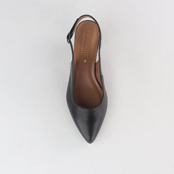 Factory Shop Shoes Slingback Kitten Heel in Black - 12576