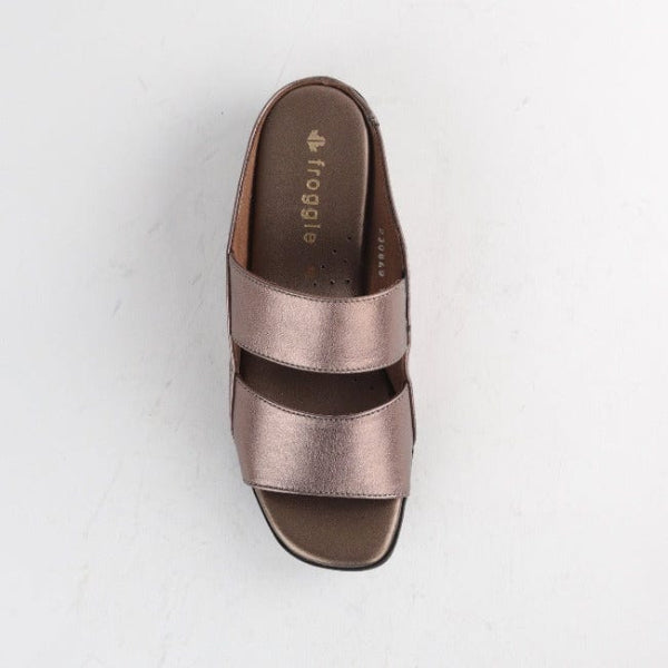 Froggie Slip-on Mule Sandal in Lead Pearl- 12317 - top angle.