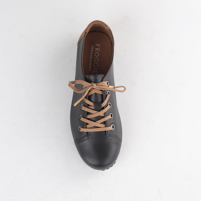 Factory Shop Shoes Froggie Women’s Sneaker- Black - 13032 - top angle.