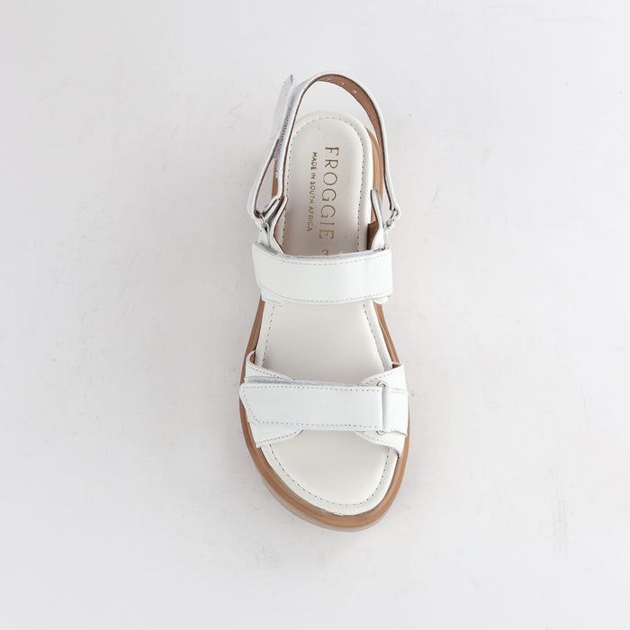 Froggie Shoes Shoes Froggie Women's Velcro straps Sandal-White Leather - 12667