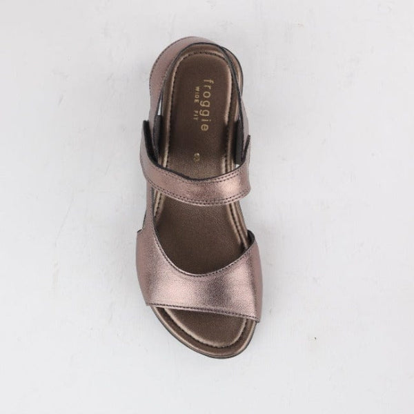 Froggie Wider Fit Slingback Flat Sandal in Lead -12221 - top angle.