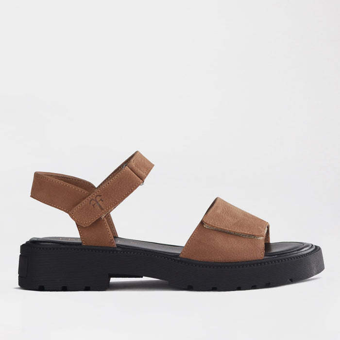 Froggie Shoes Shoes Froggie Women's Adjustable Velcro chunky sandal -Tobacco Nubuk- 12863
