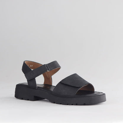 Froggie Shoes Shoes Froggie Women's Adjustable Velcro chunky sandal-Black Nubuk - 12863