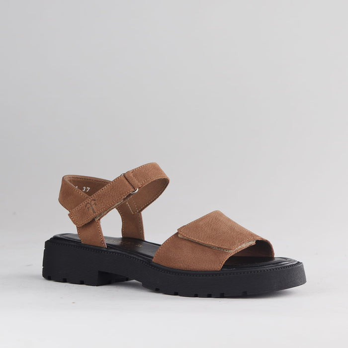 Froggie Shoes Shoes Froggie Women's Adjustable Velcro chunky sandal -Tobacco Nubuk- 12863
