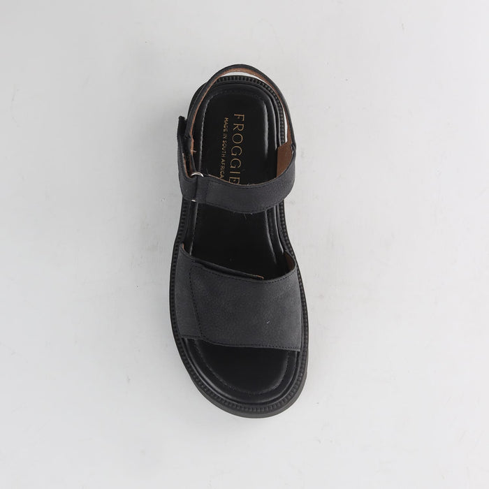 Froggie Shoes Shoes Froggie Women's Adjustable Velcro chunky sandal-Black Nubuk - 12863