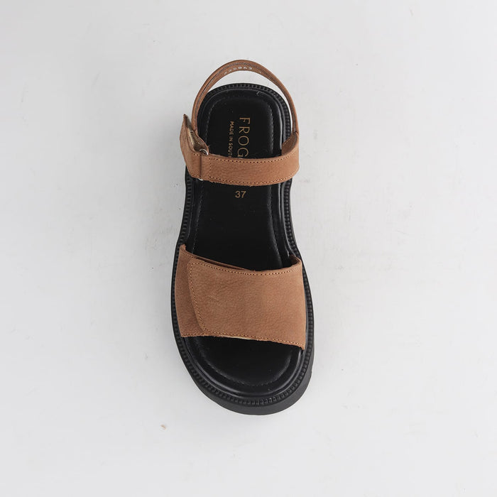 Froggie Shoes Shoes Froggie Women's Adjustable Velcro chunky sandal -Tobacco Nubuk- 12863