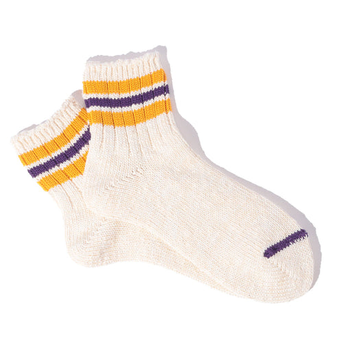 Anonymous Ism - 3 Line Short Slub Socks - Ivory x Yel x Purp