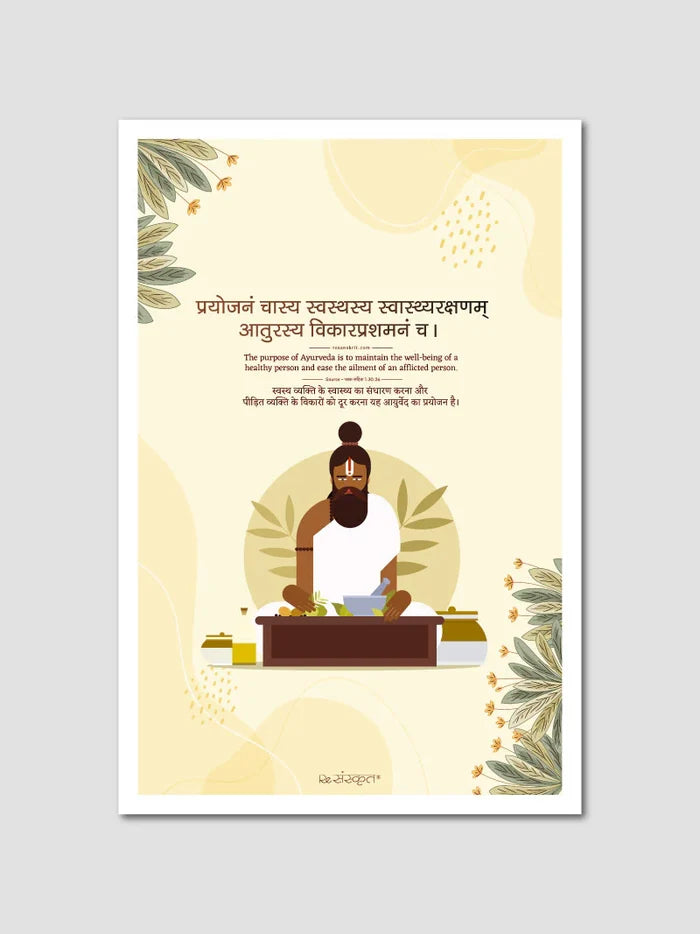 Ayurveda Wellness Sanskrit Quotes: 4 Posters Combo