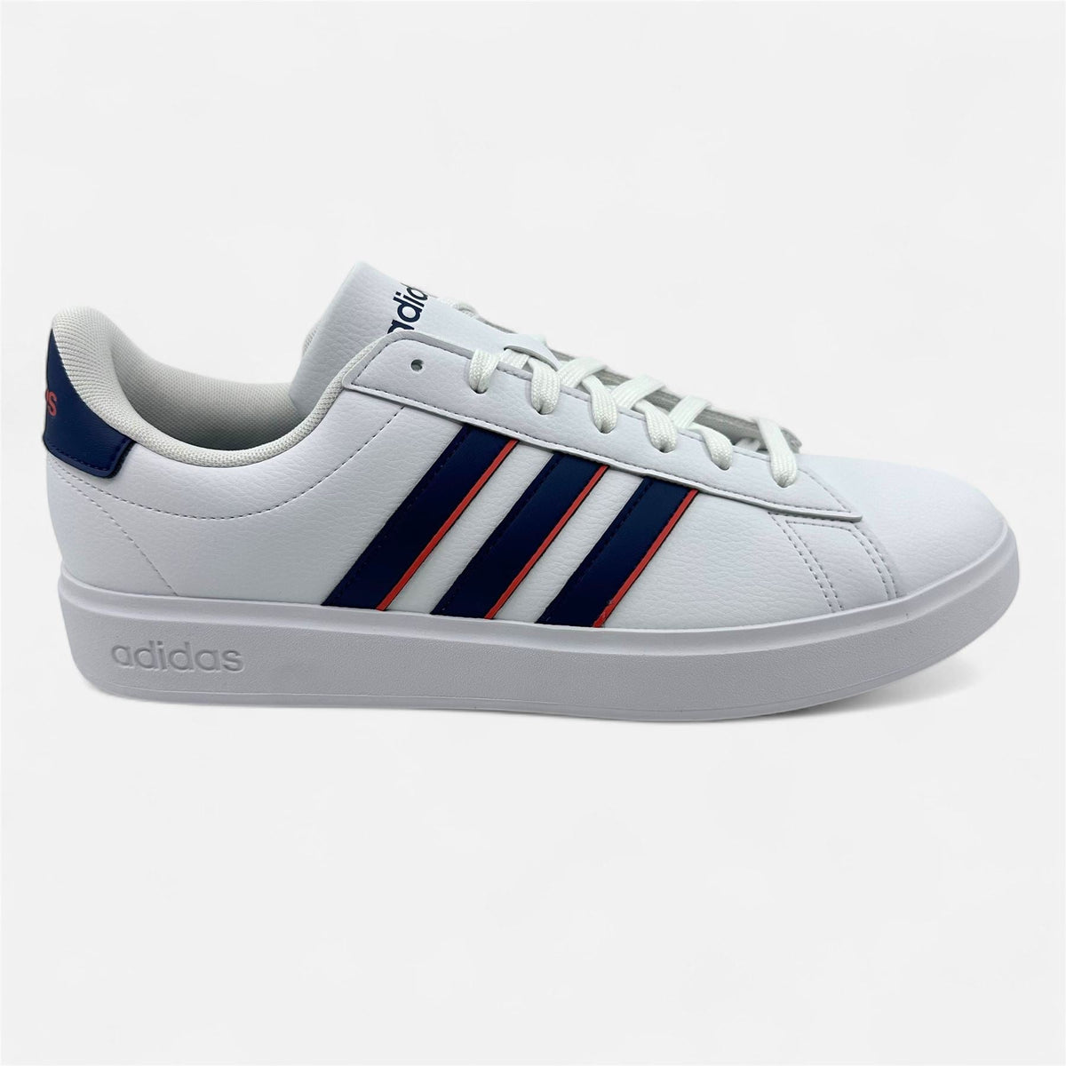 Adidas Grand Court 2.0 White Dark Blue Preloved Scarlet Mens Athletic Sneaker