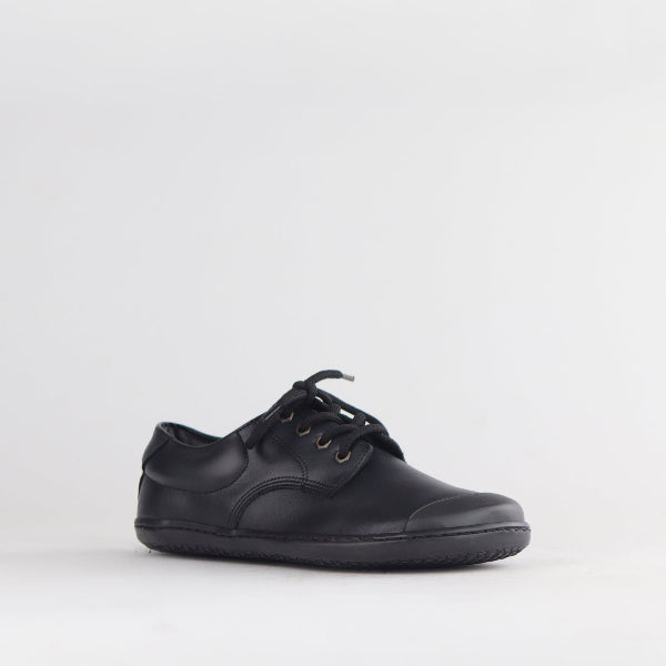 Froggie Boys Lace-up School Shoe in Black Sizes 28-33 - 7823 - side angle.