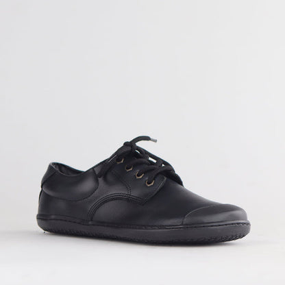 Froggie Boys Lace-up School Shoe in Black Sizes 39-47 - 7825 - side angle.