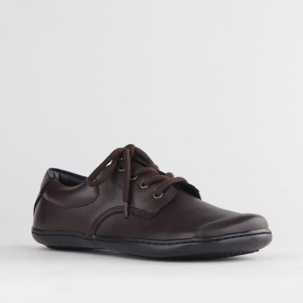 Froggie Boys Lace-up School Shoe in Brown Sizes 39-47 - 7825 - side angle.