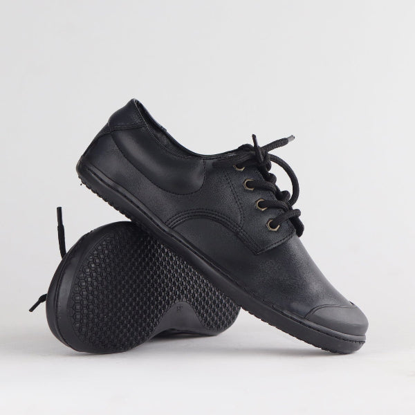 Froggie Boys Lace-up School Shoe in Black Sizes 39-47 - 7825 - pair.