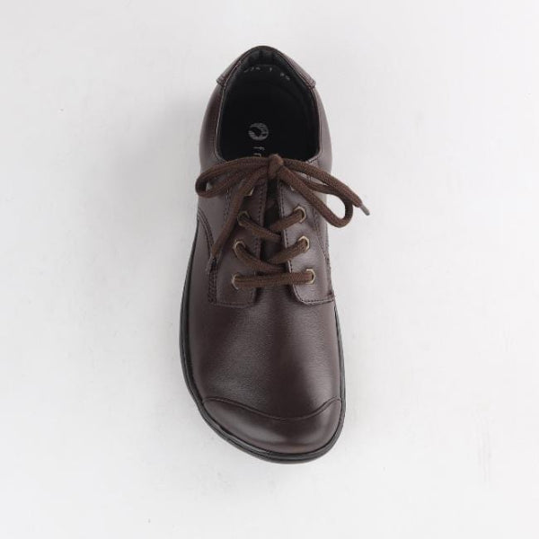 Froggie Boys Lace-up School Shoe in Brown Sizes 34-38 - 7824 - top angle.