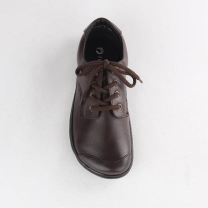 Froggie Boys Lace-up School Shoe in Brown Sizes 34-38 - 7824 - top angle.