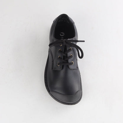 Froggie Boys Lace-up School Shoe in Black Sizes 34-38 - 7824 - top angle.