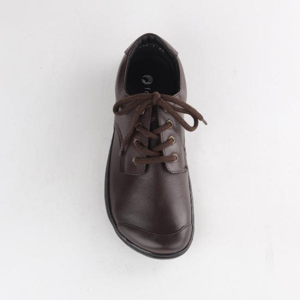 Froggie Boys Lace-up School Shoe in Brown Sizes 39-47 - 7825 - top angle.
