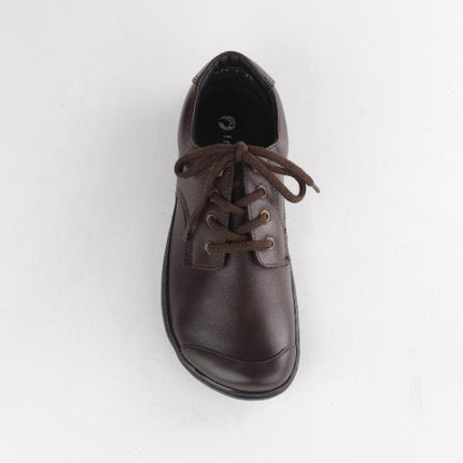 Froggie Boys Lace-up School Shoe in Brown Sizes 39-47 - 7825 - top angle.