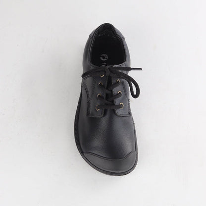 Froggie Boys Lace-up School Shoe in Black Sizes 39-47 - 7825 - top angle.